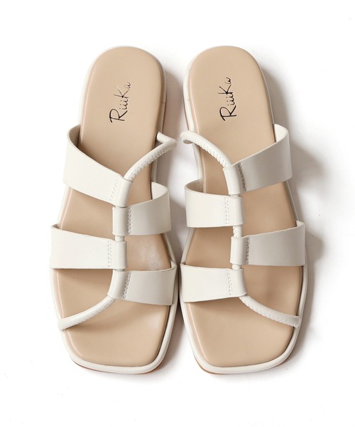 RiiiKa（リーカ）の「【RiiiKa/リーカ】スクエアフラットサンダル アシンメトリー スクエアトゥ フラットサンダル ローヒール（サンダル・レディース・オレンジ/ホワイト/ブラック・S/M/L/LL）」の18枚目の写真