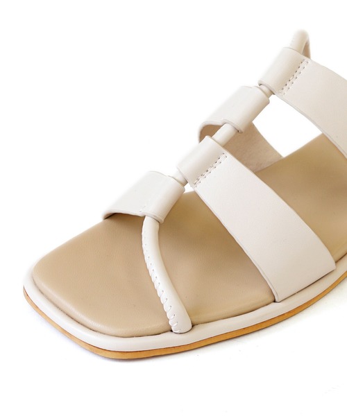 RiiiKa（リーカ）の「【RiiiKa/リーカ】スクエアフラットサンダル アシンメトリー スクエアトゥ フラットサンダル ローヒール（サンダル・レディース・オレンジ/ホワイト/ブラック・S/M/L/LL）」の22枚目の写真