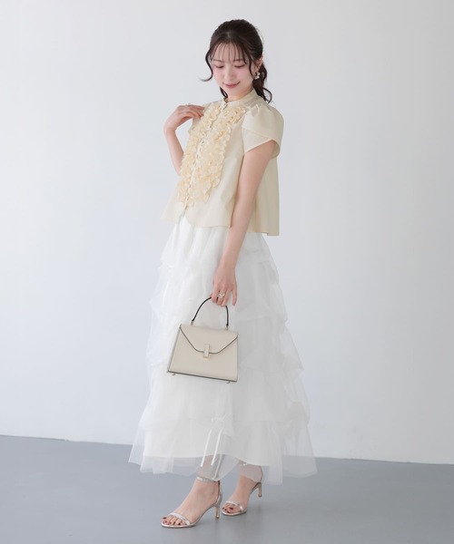 Fit more(フィットモア)の「ドットフリルチューリップスリーブショート丈ブラウス(シャツ/ブラウス・レディース・ホワイト/クリーム/コーラル・FREE)」の16枚目の写真