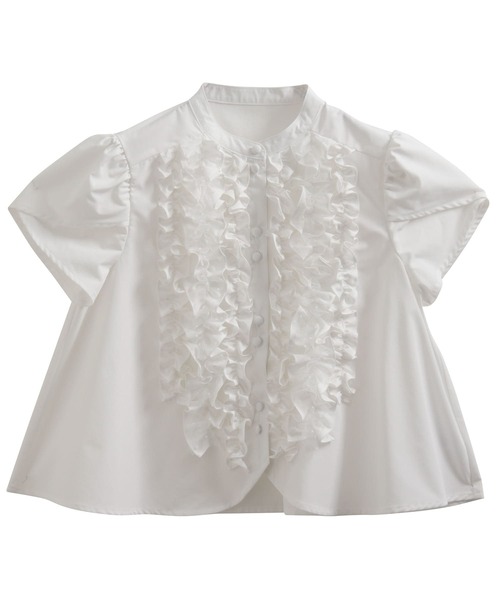 Fit more(フィットモア)の「ドットフリルチューリップスリーブショート丈ブラウス(シャツ/ブラウス・レディース・ホワイト/クリーム/コーラル・FREE)」の13枚目の写真