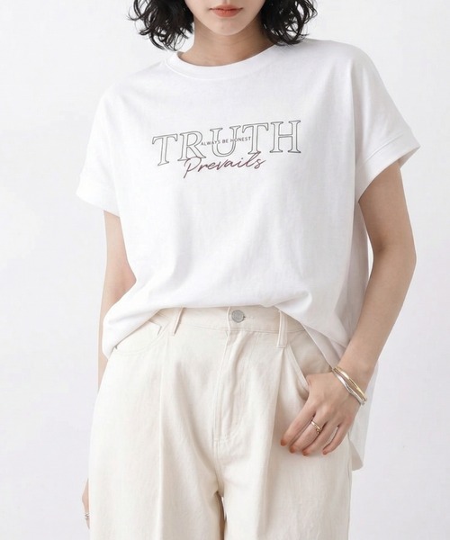 BELLUNA(ベルーナ)の「【接触冷感 UV対策 アンチピリング】ひんやリッチコットンドルマン綿100Tシャツ(Tシャツ/カットソー・レディース・オフホワイト/杢グレー/ピンク/ブラック/カーキ/チャコール・X-LARGE/LARGE/MEDIUM)」の2枚目の写真