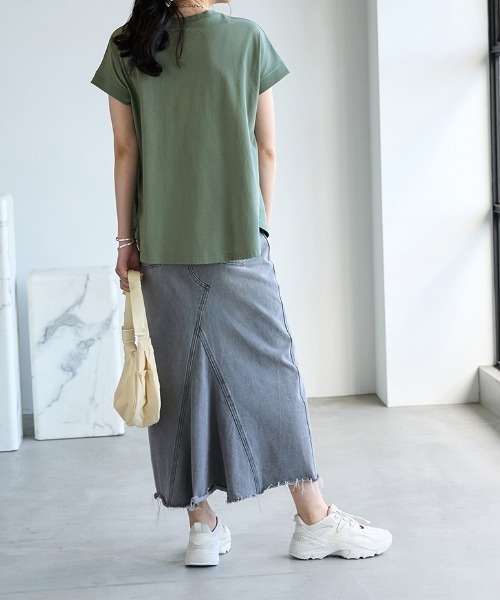 BELLUNA(ベルーナ)の「【接触冷感 UV対策 アンチピリング】ひんやリッチコットンドルマン綿100Tシャツ(Tシャツ/カットソー・レディース・オフホワイト/杢グレー/ピンク/ブラック/カーキ/チャコール・X-LARGE/LARGE/MEDIUM)」の16枚目の写真