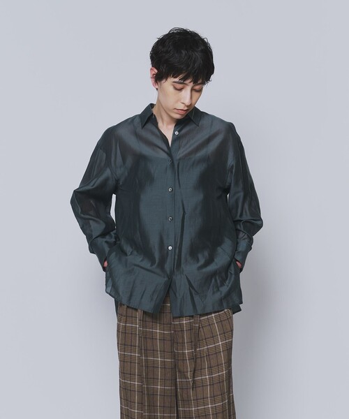 1er Arrondissement(プルミエアロンディスモン)の「シアーテンセルシャツ(シャツ/ブラウス・レディース・オフホワイト/グリーン系その他4/ブラック系その他3/ベージュ・36/38)」の4枚目の写真