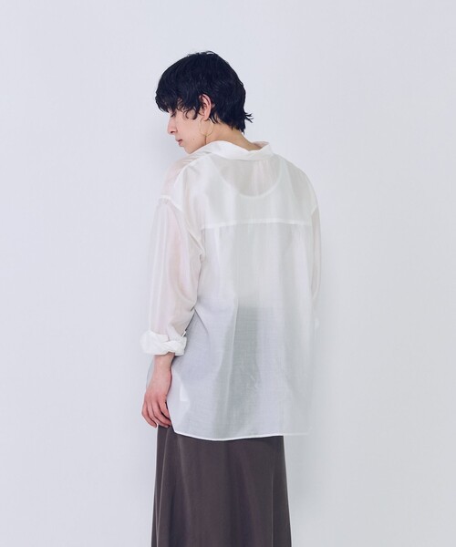 1er Arrondissement(プルミエアロンディスモン)の「シアーテンセルシャツ(シャツ/ブラウス・レディース・オフホワイト/グリーン系その他4/ブラック系その他3/ベージュ・36/38)」の10枚目の写真