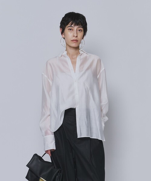 1er Arrondissement(プルミエアロンディスモン)の「シアーテンセルシャツ(シャツ/ブラウス・レディース・オフホワイト/グリーン系その他4/ブラック系その他3/ベージュ・36/38)」の15枚目の写真