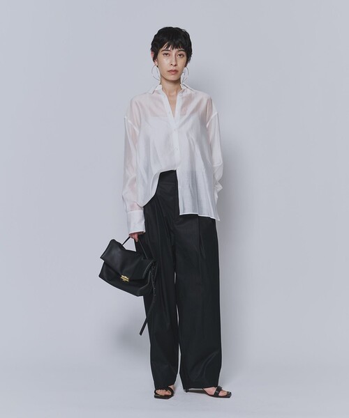 1er Arrondissement(プルミエアロンディスモン)の「シアーテンセルシャツ(シャツ/ブラウス・レディース・オフホワイト/グリーン系その他4/ブラック系その他3/ベージュ・36/38)」の17枚目の写真