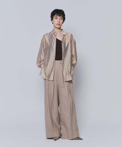 1er Arrondissement(プルミエアロンディスモン)の「シアーテンセルシャツ(シャツ/ブラウス・レディース・オフホワイト/グリーン系その他4/ブラック系その他3/ベージュ・36/38)」の19枚目の写真