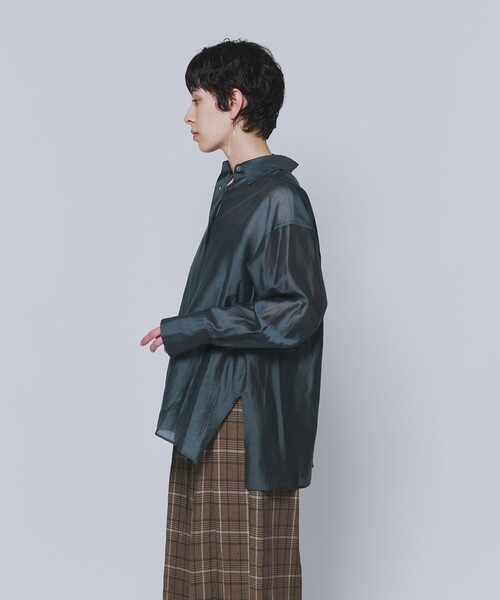 1er Arrondissement(プルミエアロンディスモン)の「シアーテンセルシャツ(シャツ/ブラウス・レディース・オフホワイト/グリーン系その他4/ブラック系その他3/ベージュ・36/38)」の22枚目の写真