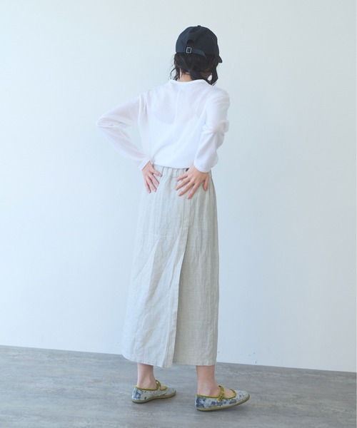 yuni(ユニ )の「△Hemp/C herringbone tight gum skirt(スカート・レディース・ベージュ/ブラック・FREE)」の6枚目の写真