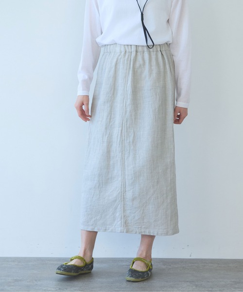 yuni(ユニ )の「△Hemp/C herringbone tight gum skirt(スカート・レディース・ベージュ/ブラック・FREE)」の10枚目の写真