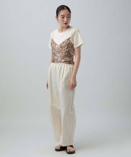 LEPSIM（レプシィム）の「ペイズリースカーフT　668114（Tシャツ/カットソー・レディース・ブラック/アイボリー/ブラウン・FREE）」の4枚目の写真