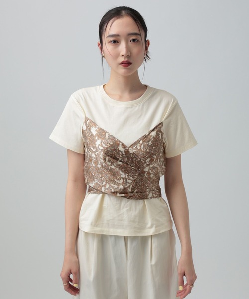 LEPSIM（レプシィム）の「ペイズリースカーフT　668114（Tシャツ/カットソー・レディース・ブラック/アイボリー/ブラウン・FREE）」の12枚目の写真