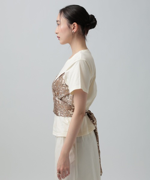 LEPSIM（レプシィム）の「ペイズリースカーフT　668114（Tシャツ/カットソー・レディース・ブラック/アイボリー/ブラウン・FREE）」の13枚目の写真