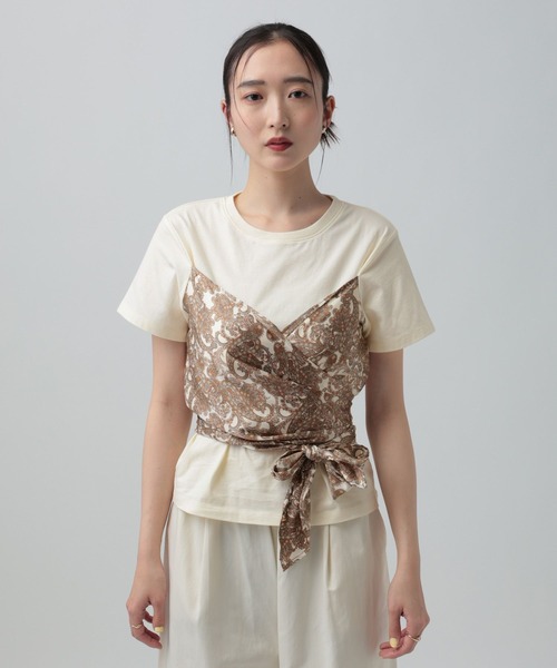 LEPSIM（レプシィム）の「ペイズリースカーフT　668114（Tシャツ/カットソー・レディース・ブラック/アイボリー/ブラウン・FREE）」の21枚目の写真