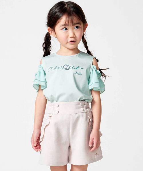 BeBe（ベベ）の「リネン調キャンバスポケットフリルショートパンツ（その他パンツ・キッズ・ブルー/ベージュ・140cm/150cm/130cm/120cm/110cm）」の7枚目の写真
