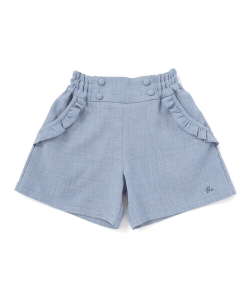 BeBe（ベベ）の「リネン調キャンバスポケットフリルショートパンツ（その他パンツ・キッズ・ブルー/ベージュ・140cm/150cm/130cm/120cm/110cm）」の11枚目の写真