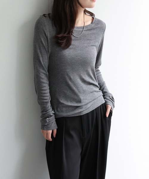 ap retro(アプレトロ)の「【ap retro basic】スムースリラックスT(Tシャツ/カットソー・レディース・ブラック/チャコール/ホワイト・MEDIUM)」の12枚目の写真