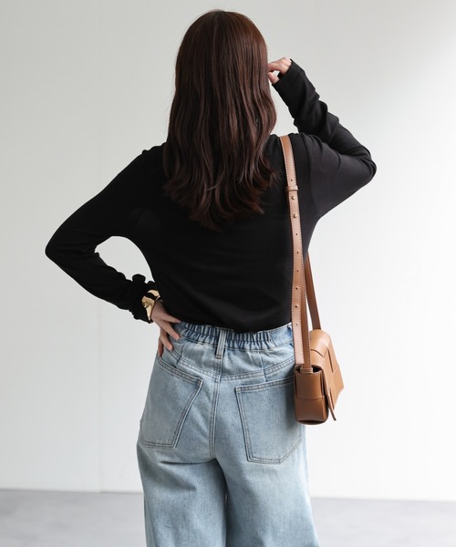 ap retro(アプレトロ)の「【ap retro basic】スムースリラックスT(Tシャツ/カットソー・レディース・ブラック/チャコール/ホワイト・MEDIUM)」の16枚目の写真