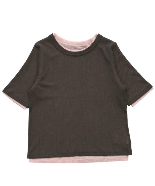 select MOCA（セレクトモカ）の「シアーテレコレイヤードＴシャツ（Tシャツ/カットソー・レディース・オフホワイト/チャコールグレー/ブラック・FREE）」の5枚目の写真
