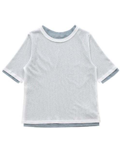 select MOCA（セレクトモカ）の「シアーテレコレイヤードＴシャツ（Tシャツ/カットソー・レディース・オフホワイト/チャコールグレー/ブラック・FREE）」の4枚目の写真
