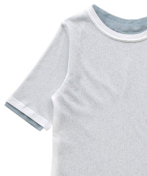 select MOCA（セレクトモカ）の「シアーテレコレイヤードＴシャツ（Tシャツ/カットソー・レディース・オフホワイト/チャコールグレー/ブラック・FREE）」の10枚目の写真