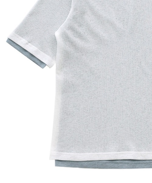 select MOCA（セレクトモカ）の「シアーテレコレイヤードＴシャツ（Tシャツ/カットソー・レディース・オフホワイト/チャコールグレー/ブラック・FREE）」の11枚目の写真