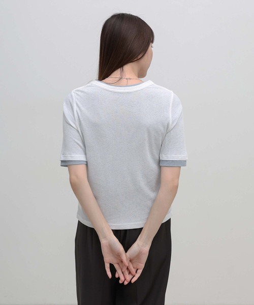 select MOCA（セレクトモカ）の「シアーテレコレイヤードＴシャツ（Tシャツ/カットソー・レディース・オフホワイト/チャコールグレー/ブラック・FREE）」の20枚目の写真
