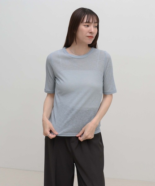 select MOCA（セレクトモカ）の「シアーテレコレイヤードＴシャツ（Tシャツ/カットソー・レディース・オフホワイト/チャコールグレー/ブラック・FREE）」の22枚目の写真