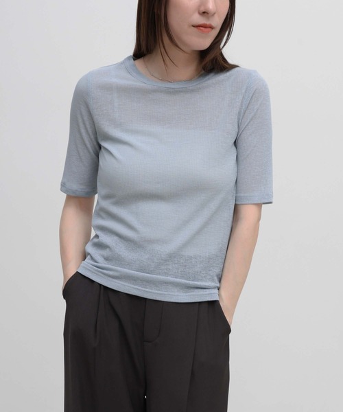 select MOCA（セレクトモカ）の「シアーテレコレイヤードＴシャツ（Tシャツ/カットソー・レディース・オフホワイト/チャコールグレー/ブラック・FREE）」の21枚目の写真
