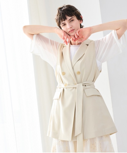 R-ISM(リズム)の「【セットアップ対応・洗える・ウエストリボン】ストレッチダブルジレ(ベスト・レディース・ネイビー/ベージュ・4)」の20枚目の写真