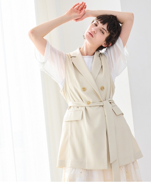 R-ISM(リズム)の「【セットアップ対応・洗える・ウエストリボン】ストレッチダブルジレ(ベスト・レディース・ネイビー/ベージュ・4)」の19枚目の写真