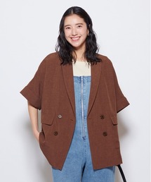 Right-on（ライトオン）の「【HONEYSUCKLE ROSE】【そよラク】ハーフスリーブジャケット (ダブルブレスト / 体型カバー / オーバーサイズ / 冷房対策 / リネンライク)（テーラードジャケット）」