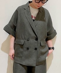 Right-on（ライトオン）の「【HONEYSUCKLE ROSE】【そよラク】ハーフスリーブジャケット (ダブルブレスト / 体型カバー / オーバーサイズ / 冷房対策 / リネンライク)（テーラードジャケット）」