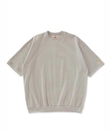 9.5oz ストレッチフライス ミジンボーダーヘムリブ ショートスリーブTシャツ