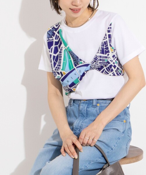 NOLLEY’S（ノーリーズ）の「ウォッシャブルスカーフTシャツ（Tシャツ/カットソー・レディース・ホワイト系その他2/ホワイト系その他4・38）」の2枚目の写真