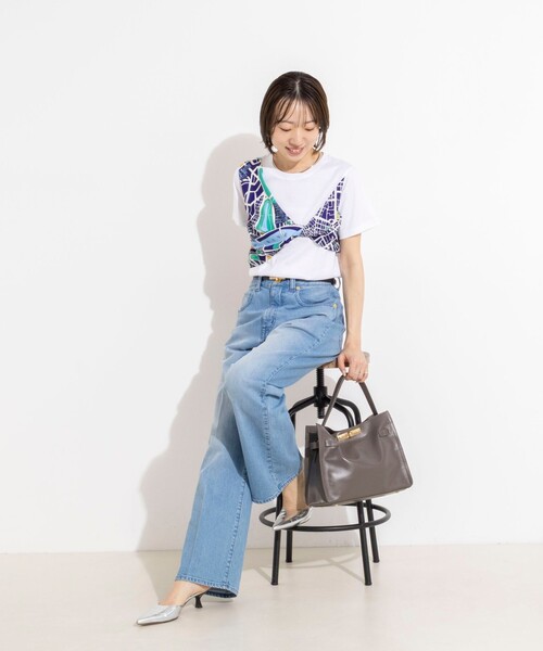NOLLEY’S（ノーリーズ）の「ウォッシャブルスカーフTシャツ（Tシャツ/カットソー・レディース・ホワイト系その他2/ホワイト系その他4・38）」の3枚目の写真