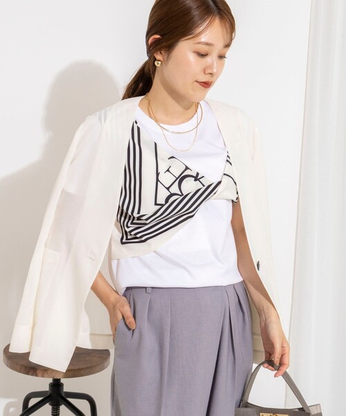 NOLLEY’S（ノーリーズ）の「ウォッシャブルスカーフTシャツ（Tシャツ/カットソー・レディース・ホワイト系その他2/ホワイト系その他4・38）」の14枚目の写真