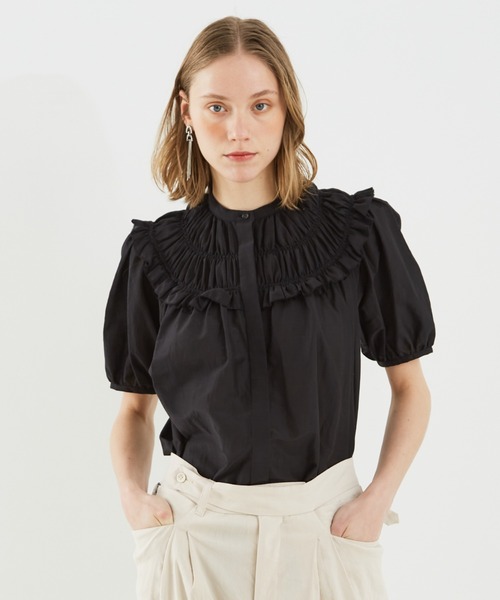 DESIGNWORKS(デザインワークス)の「コットンシルクローンシャーリングシャツ(シャツ/ブラウス・レディース・カーキ/ブラック・38)」の6枚目の写真