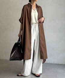 【WEB限定】コットンリネンシャツワンピース