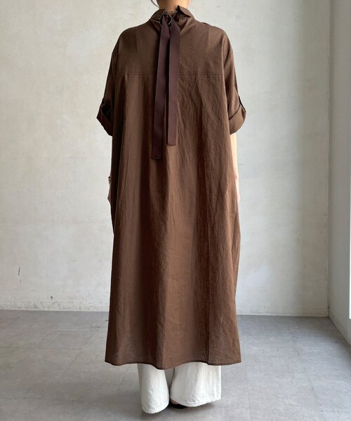 DouDou(ドゥドゥ)の「【WEB限定】コットンリネンシャツワンピース(ワンピース・レディース・ブラック/ブラウン/オフホワイト・FREE)」の14枚目の写真