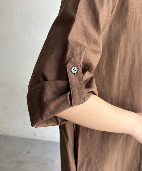 DouDou(ドゥドゥ)の「【WEB限定】コットンリネンシャツワンピース(ワンピース・レディース・ブラック/ブラウン/オフホワイト・FREE)」の18枚目の写真