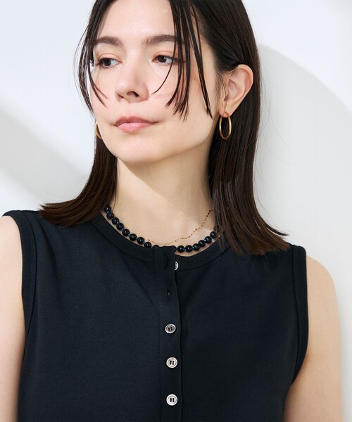 NOLLEY’S(ノーリーズ)の「《アンサンブル対応》ウォッシャブルイージーケアカノコノースリーブヘンリーネックワンピース(ワンピース・レディース・ブラック/チャコールグレー・2/1)」の10枚目の写真