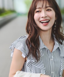 NATURAL BEAUTY BASIC | 【山本里菜さんコラボ】リボンラッフルシャツワンピース(ワンピース)