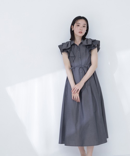 NATURAL BEAUTY BASIC(ナチュラルビューティーベーシック)の「【山本里菜さんコラボ】リボンラッフルシャツワンピース(ワンピース・レディース・ホワイト系その他/ネイビー/チャコールグレー・SMALL/MEDIUM/P/S)」の16枚目の写真