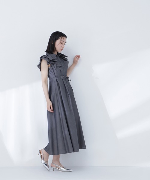 NATURAL BEAUTY BASIC(ナチュラルビューティーベーシック)の「【山本里菜さんコラボ】リボンラッフルシャツワンピース(ワンピース・レディース・ホワイト系その他/ネイビー/チャコールグレー・SMALL/MEDIUM/P/S)」の17枚目の写真