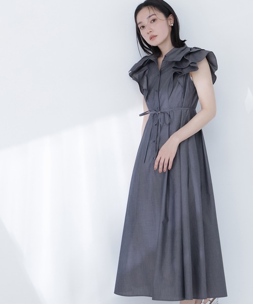 NATURAL BEAUTY BASIC(ナチュラルビューティーベーシック)の「【山本里菜さんコラボ】リボンラッフルシャツワンピース(ワンピース・レディース・ホワイト系その他/ネイビー/チャコールグレー・SMALL/MEDIUM/P/S)」の18枚目の写真