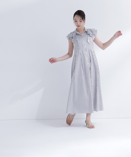 NATURAL BEAUTY BASIC(ナチュラルビューティーベーシック)の「【山本里菜さんコラボ】リボンラッフルシャツワンピース(ワンピース・レディース・ホワイト系その他/ネイビー/チャコールグレー・SMALL/MEDIUM/P/S)」の9枚目の写真