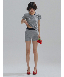 ANNEHEARTS（アンハーツ）の「Nostalgic Stripe Round Shorts_GREY（その他パンツ）」