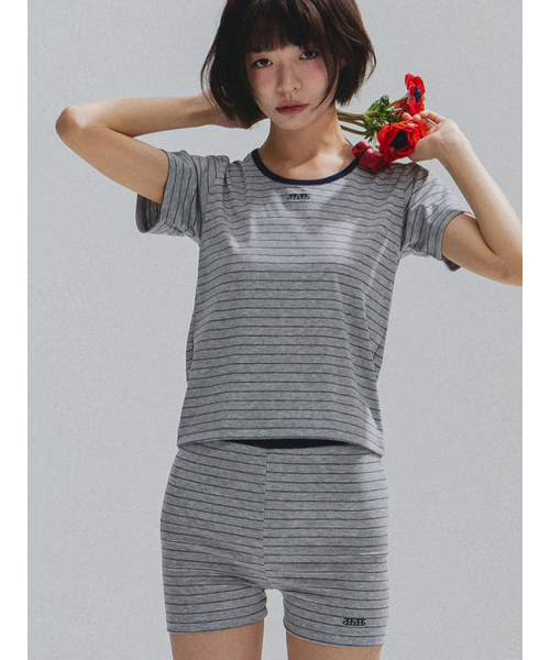 ANNEHEARTS(アンハーツ)の「Nostalgic Stripe Round Shorts_GREY(その他パンツ・レディース・その他・FREE)」の4枚目の写真