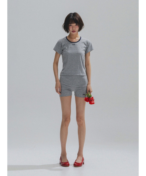 ANNEHEARTS(アンハーツ)の「Nostalgic Stripe Round Shorts_GREY(その他パンツ・レディース・その他・FREE)」の5枚目の写真